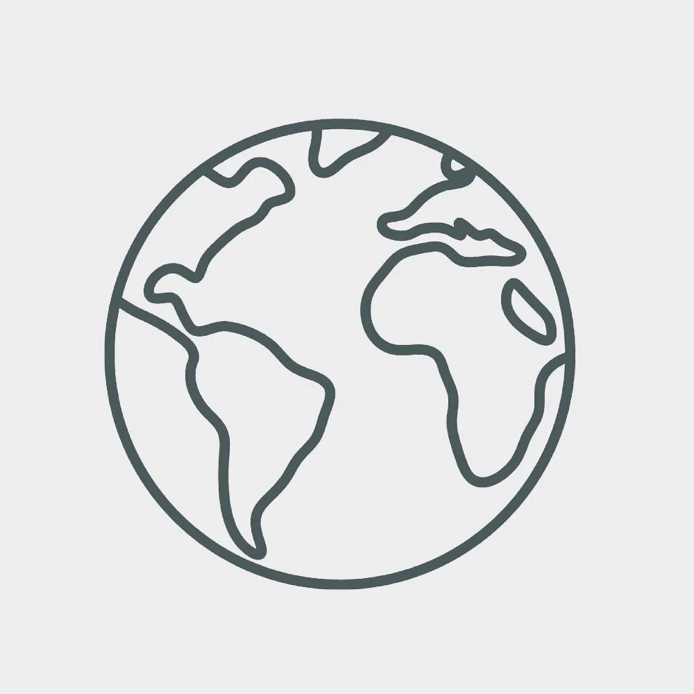 Line drawing of Earth globe showing continents.
