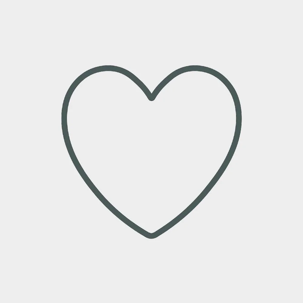 Outline of a heart with a thin black border on a light gray background.