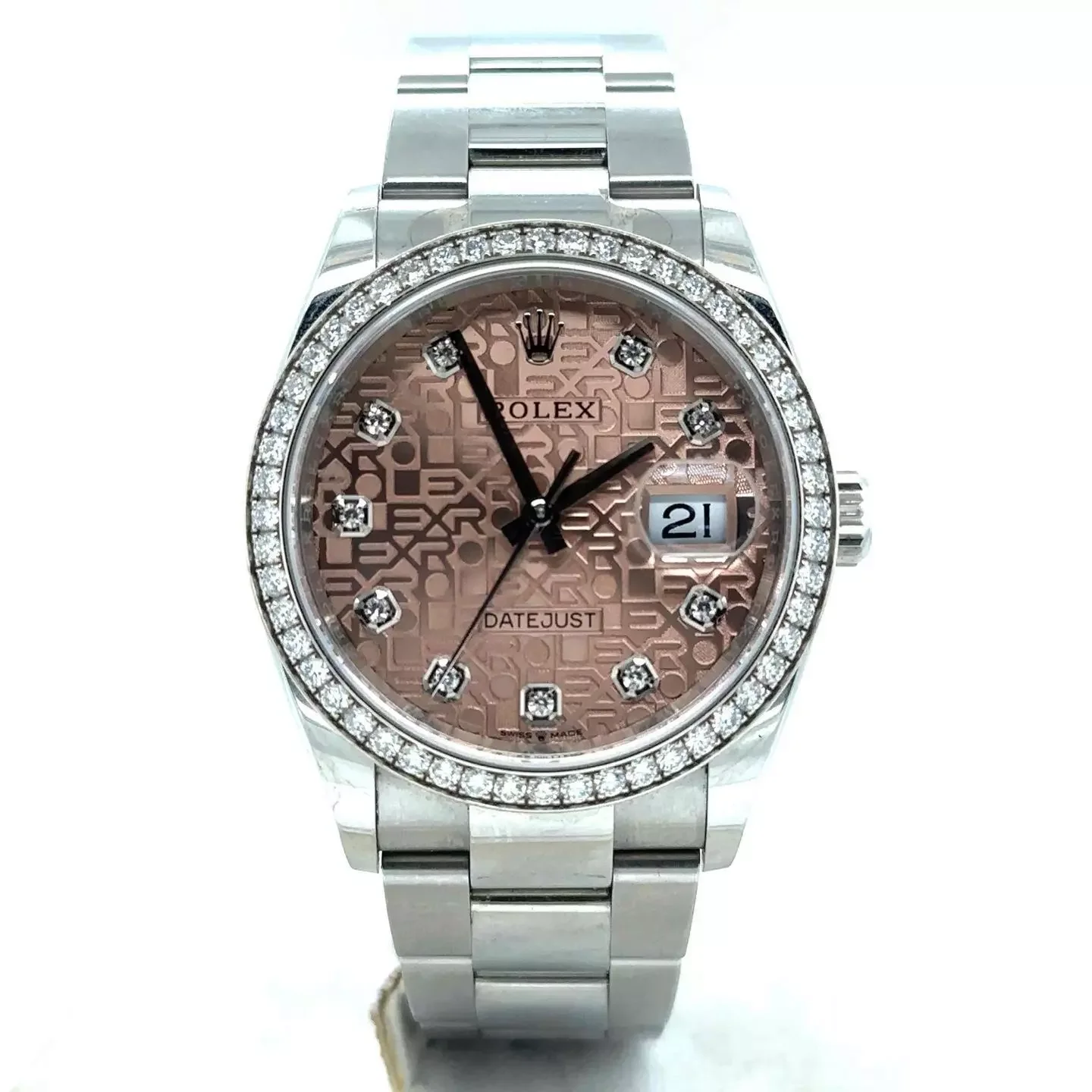 【PRE-OWNED】ROLEX DATEJUST SILVER DIAMOND DIAL STEEL MENS WATCH 126284RBR 36MM