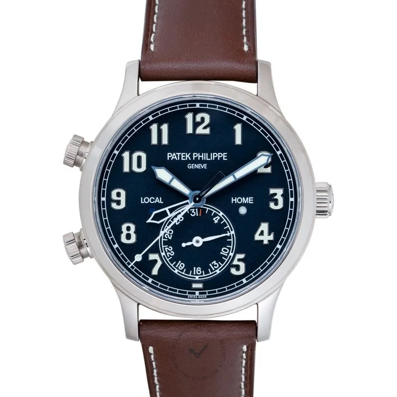 【PRE-OWNED】PATEK PHILIPPE CALATRAVA PILOT TRAVEL TIME BLUE DIAL WATCH 5524G-001 42MM
