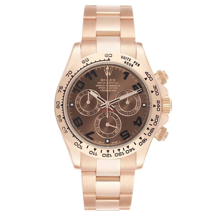 【PRE-OWNED】ROLEX DAYTONA CHOCOLATE BROWN DIAL ROSE GOLD MENS WATCH 116505 40MM
