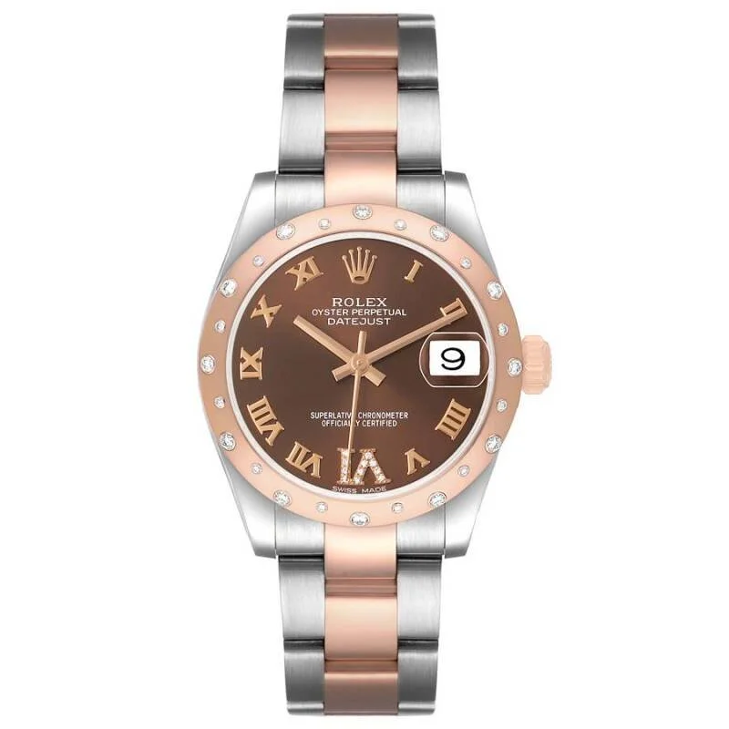 【PRE-OWNED】ROLEX DATEJUST BOYSIZE 2 TONE CHOCOLAT DIAL WATCH 178341 31MM