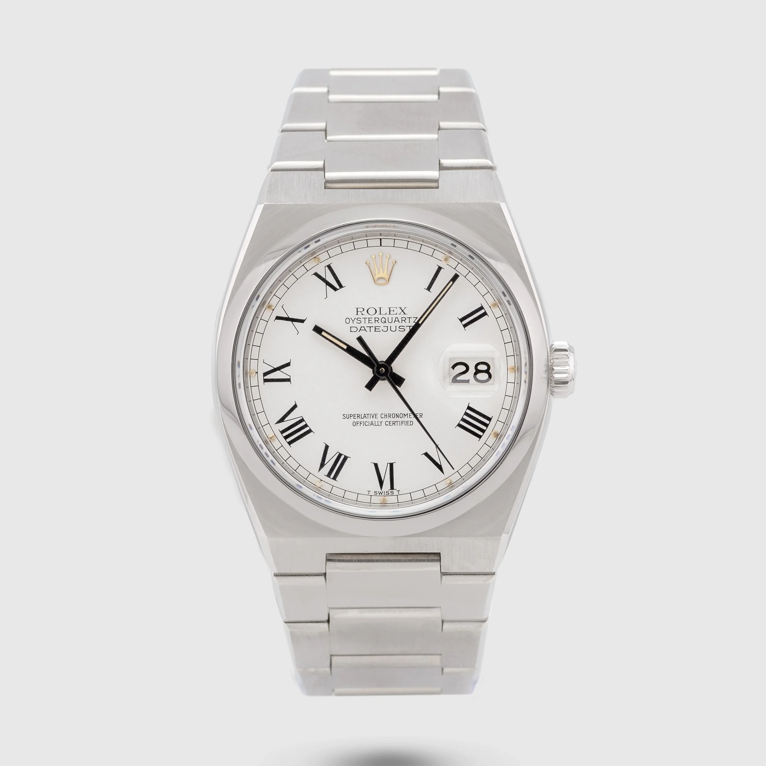 【PRE-OWNED】ROLEX OYSTERQUARTZ DATEJUST STELL WHITE DIAL WATCH 17000 36MM