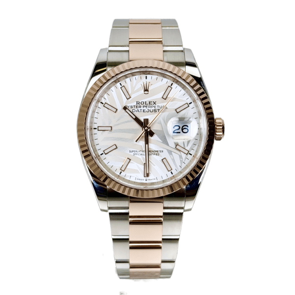 【PRE-OWNED】ROLEX DATEJUST STEEL EVEROSE ROSE GOLD WHITE DIAL MENS WATCH 126231 36MM