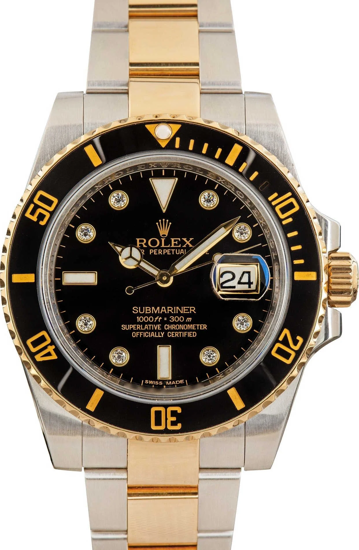 【PRE-OWNED】ROLEX DIAMOND AUTOMATIC CALENDAR BLACK DIAMOND LETTER SUBMERSIBLE 116613LN 40MM