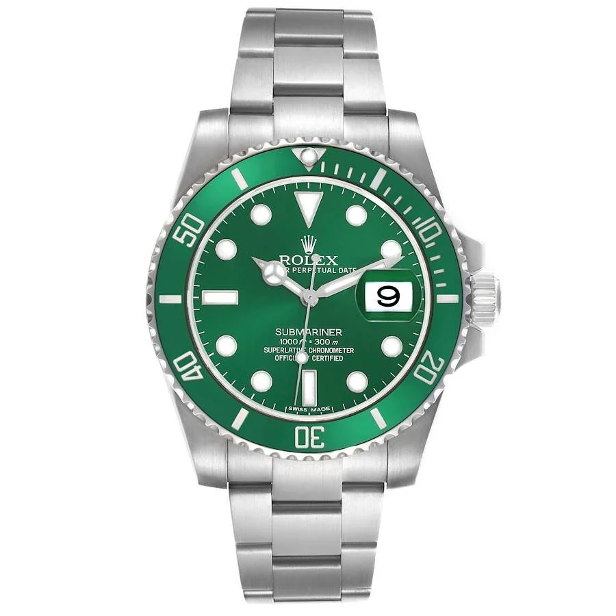 【PRE-OWNED】ROLEX SUBMARINER HULK STEEL GREEN DIAL BEZEL MENS WATCH 116610LV 40MM