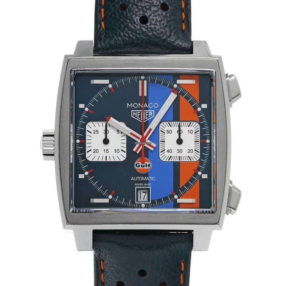 【PRE-OWNED】TAG HEUER STEEL AUTOMATIC CALENDAR BLUE NOODLE CHRONOGRAPH TRANSPARENT LOWER LEFT STRAP CAW211R.WUX7013 39MM
