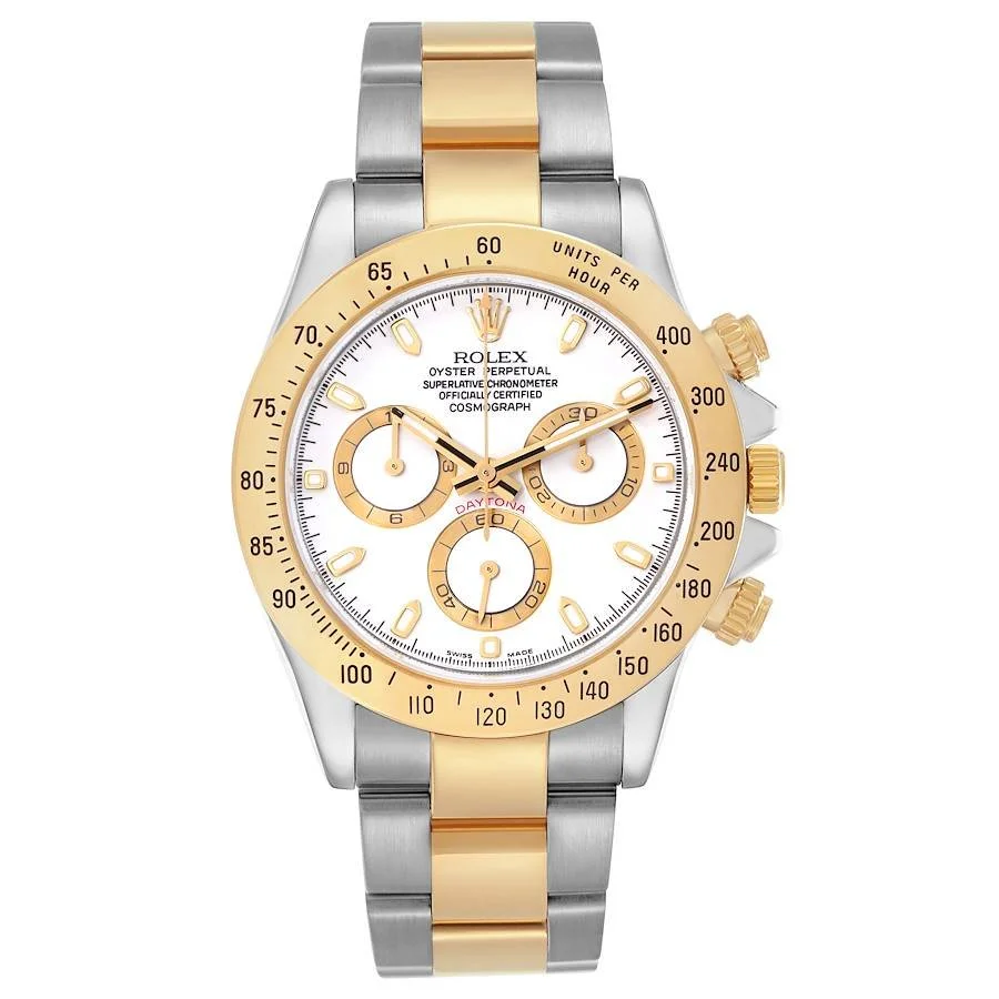 【PRE-OWNED】ROLEX DAYTONA STEEL YELLOW GOLD WHITE DIAL AUTOMATIC MENS WATCH 116523 40MM