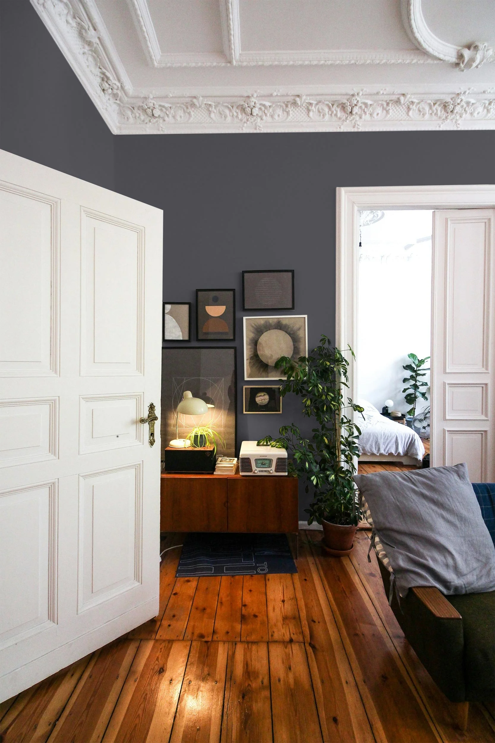 Fotomontage Schiefergrau Wohnzimmer Paris