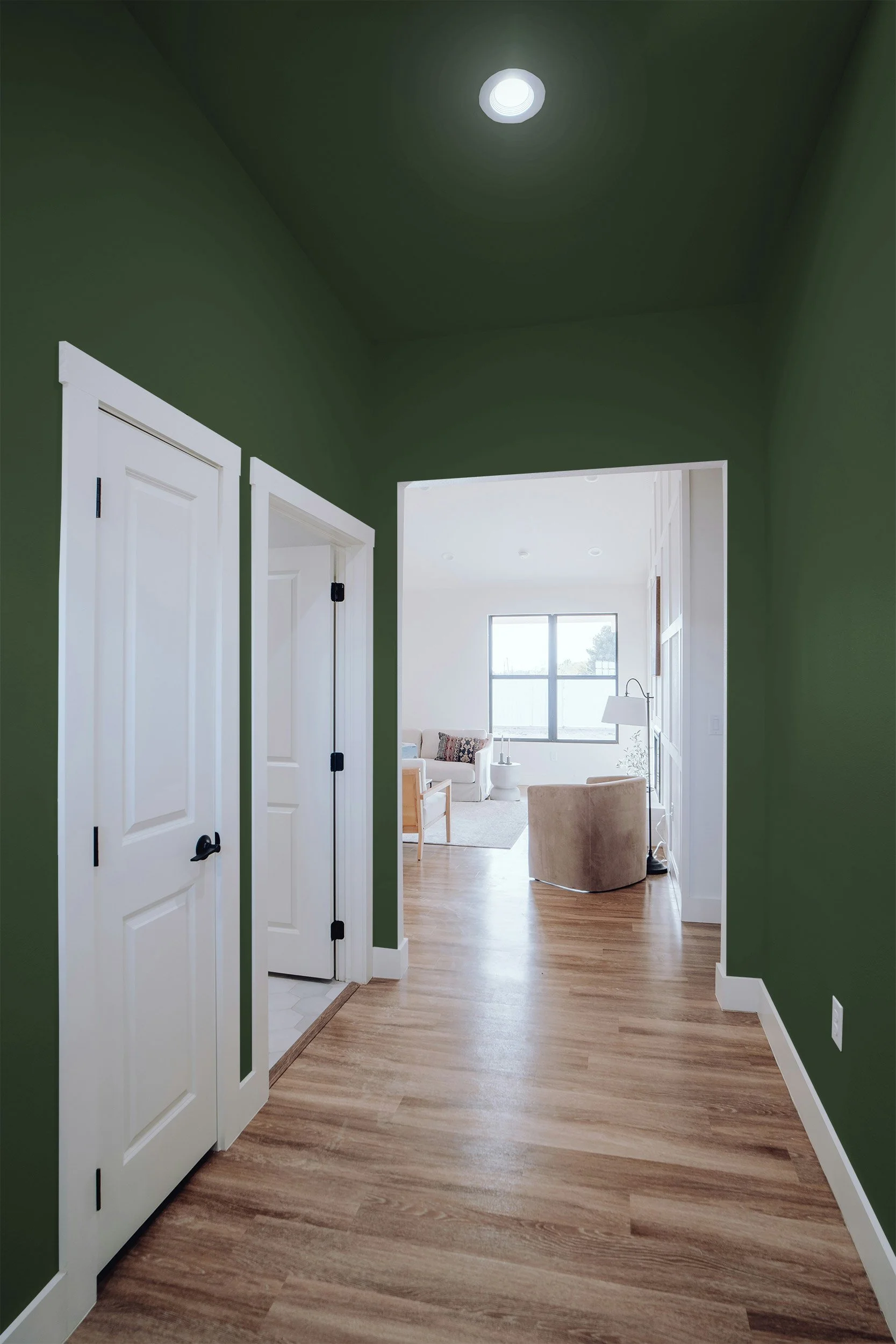 Fotomontage Korridor dunkelgrün