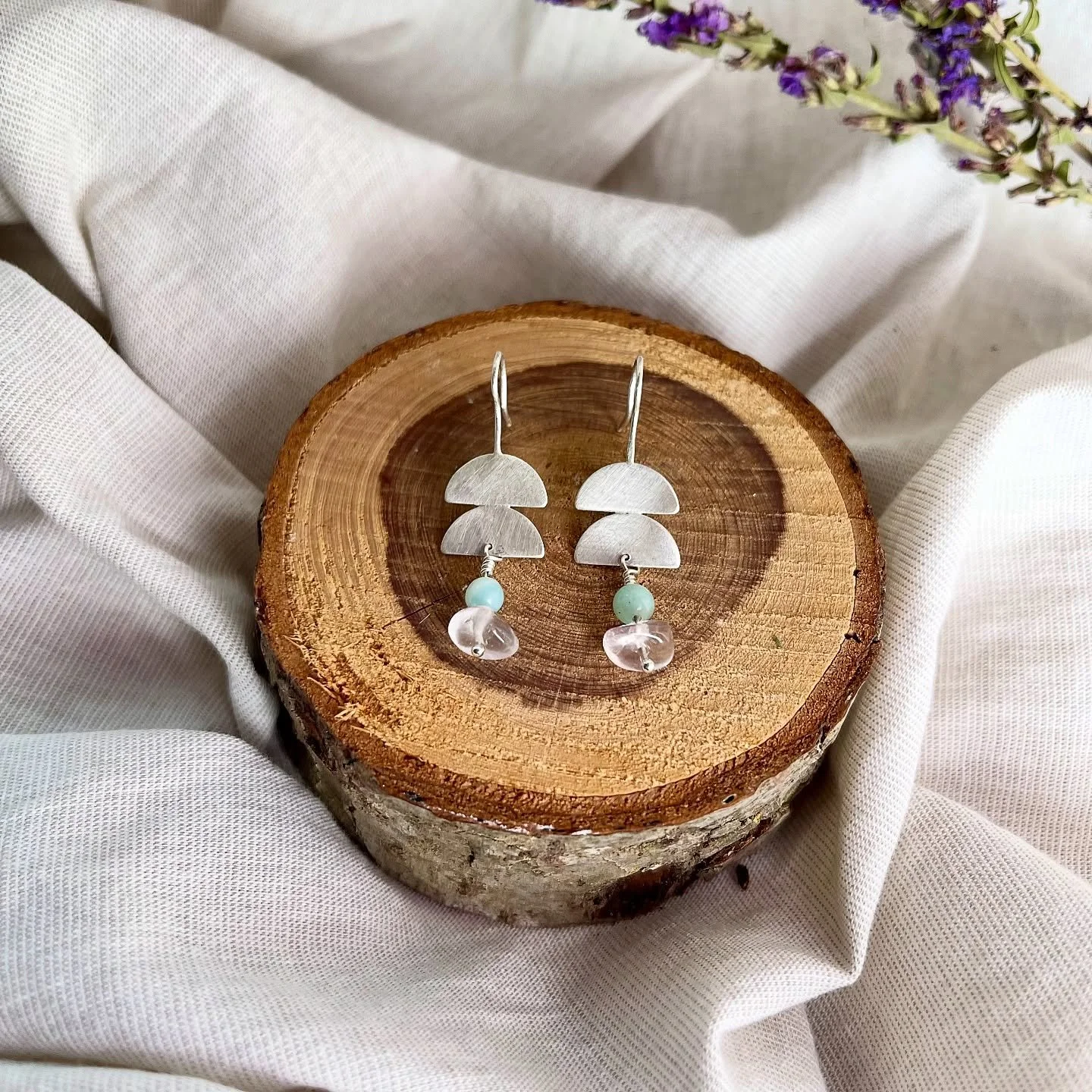 Rosenquarz und Amazonit Ohrh&auml;nger ✨

#handmadejewelry #silberschmuck