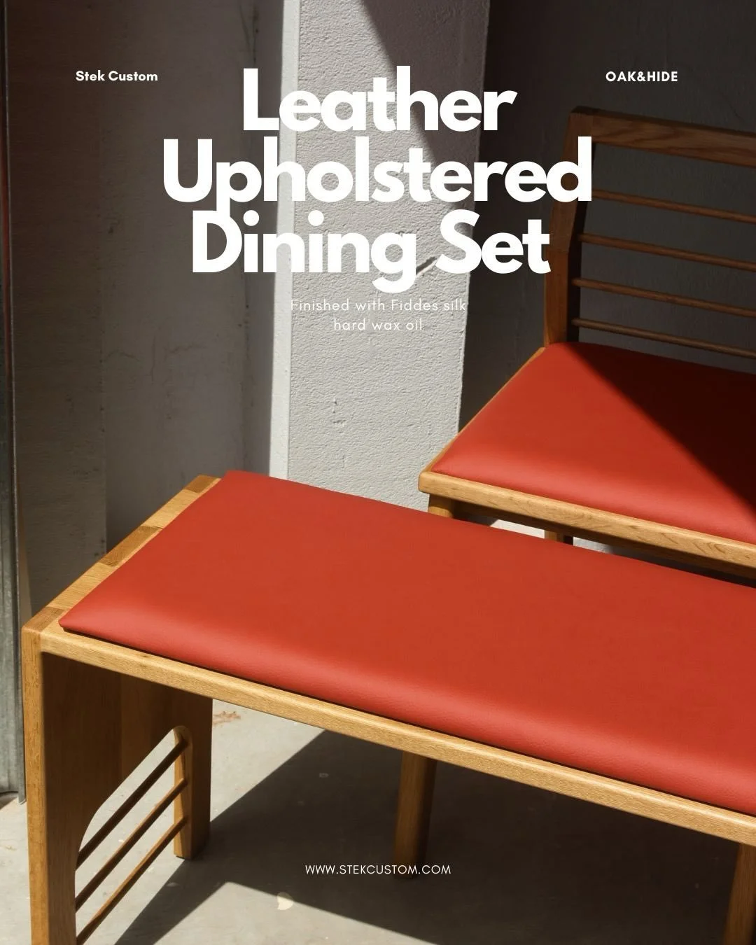 Oak and hide dining set -//- US white oak in Fiddes Silk, fine Scottish leather
- 2026

#customfurniture #handmadefurniture
#woodworking #melbourne #furnituredesign