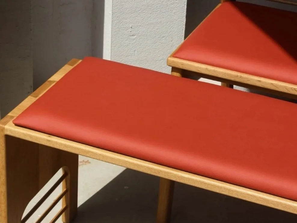 White oak upholstered dining set