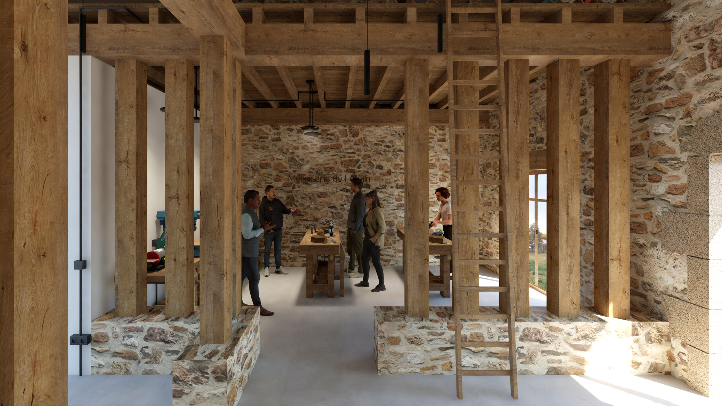 Les menuiseries de Felletin sur le devant de la scène. 
On apprend à fabriquer des objets de la vie courante, des outils. On comprend la nécessité d'essayer de faire par soi-même au lieu d'automatiquement acheter.