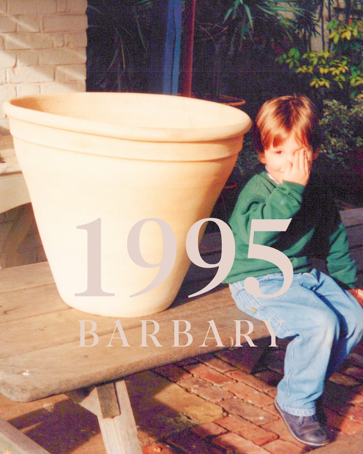 The next chapter in the Barbary story&hellip;📖 

⏰ 1995: Some children grow up around books. We grew up around terracotta.

Before there was a brand, there were two boys who grew up around terracotta. Harry, pictured sitting next to a pot almost as 