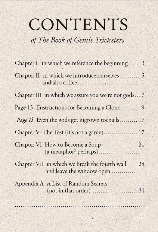 book page of table of contents 