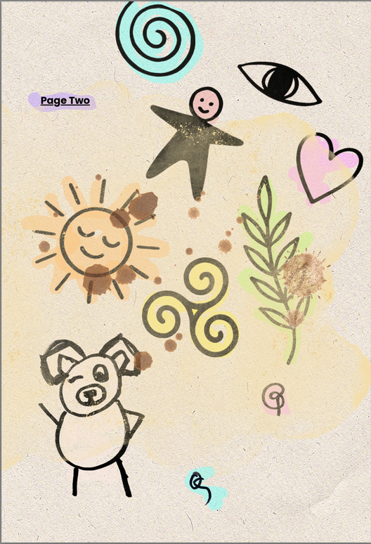 Book page with doodles 