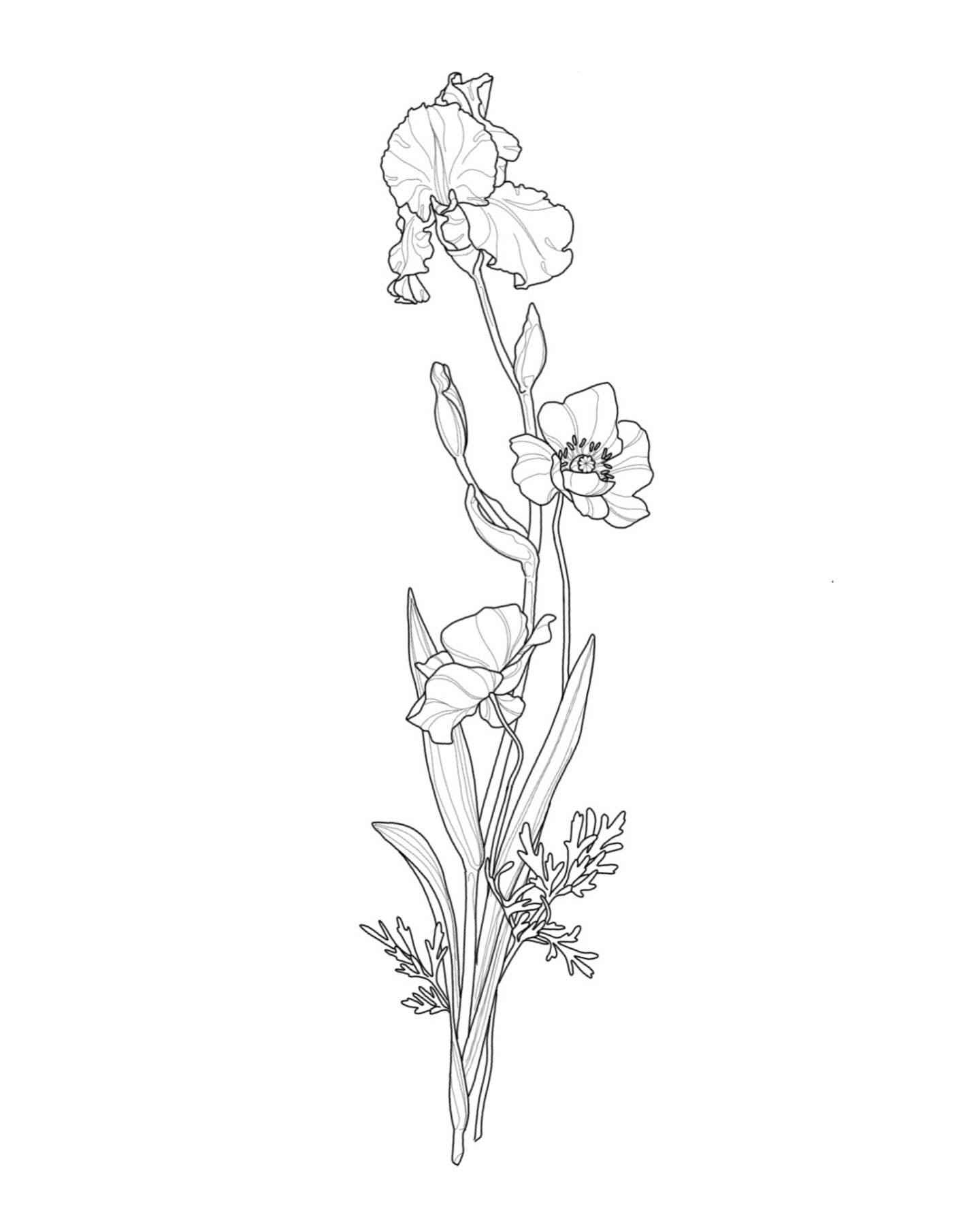 Iris and Poppy leg design available! Please swipe to see the preferred placement. 
Send me a DM or email if interested in more info :)
#ottawatattoo #ottawatattooflash