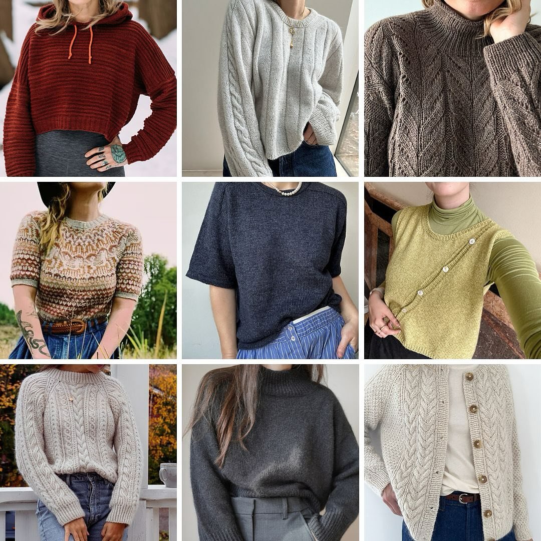 My Make 9 for 2025 ✨ Looking forward to casting on one of these designs soon! 

The Traveler by @dreareneeknits 
Braidy Loop sweater by @otherloops 
Ebba pullover by @sari_n_ 
Ghost horses by @boylandknitworks 
Tee No. 1 by @myfavouritethings.knitwea