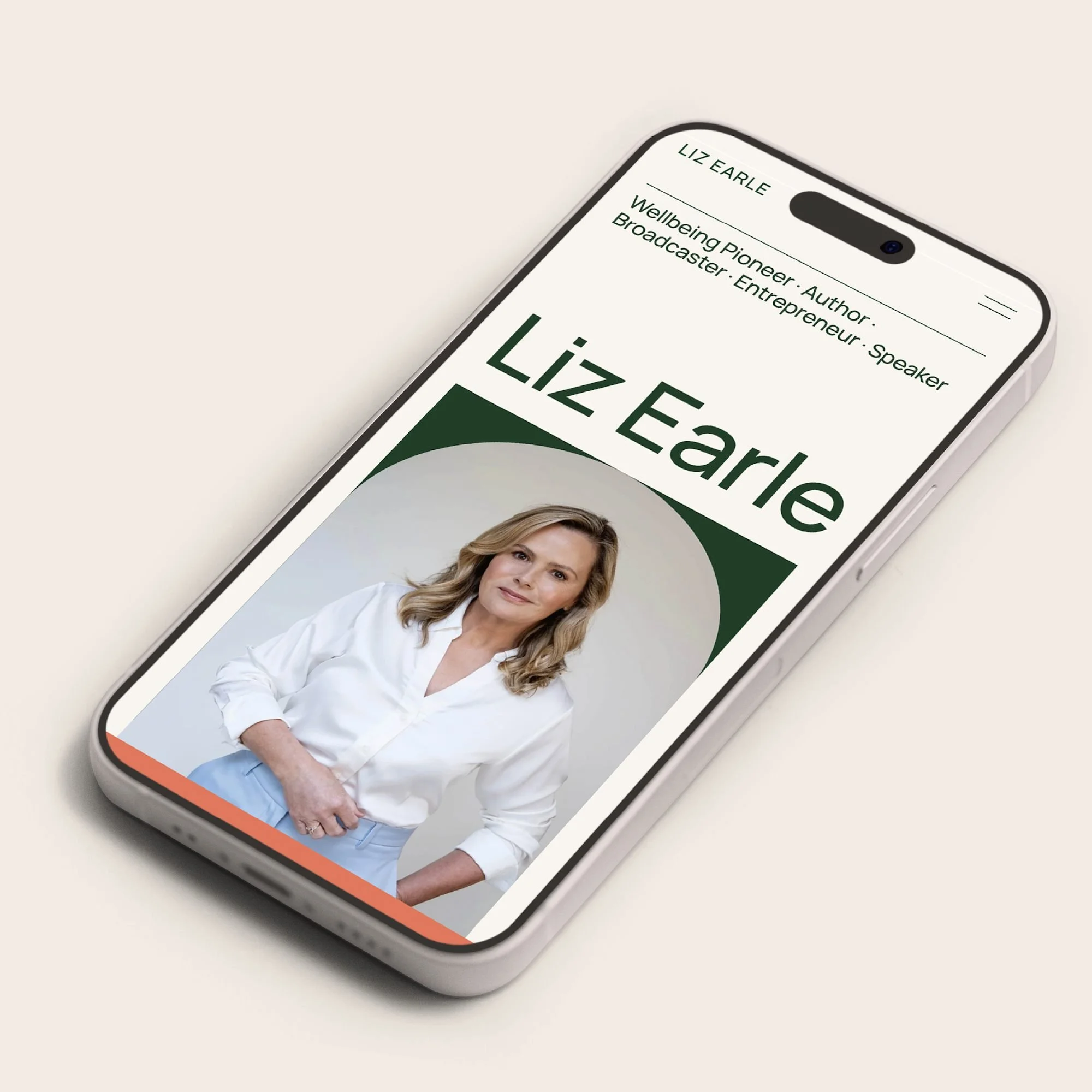 Iphone mockup of Liz Earle's homepage hero