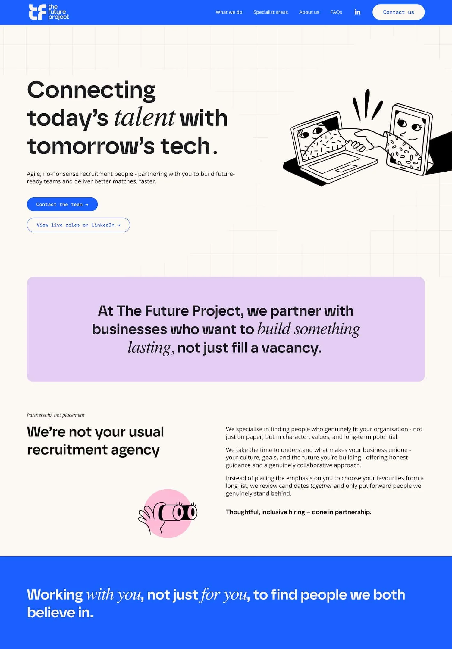 Homepage hero section for The Future Project