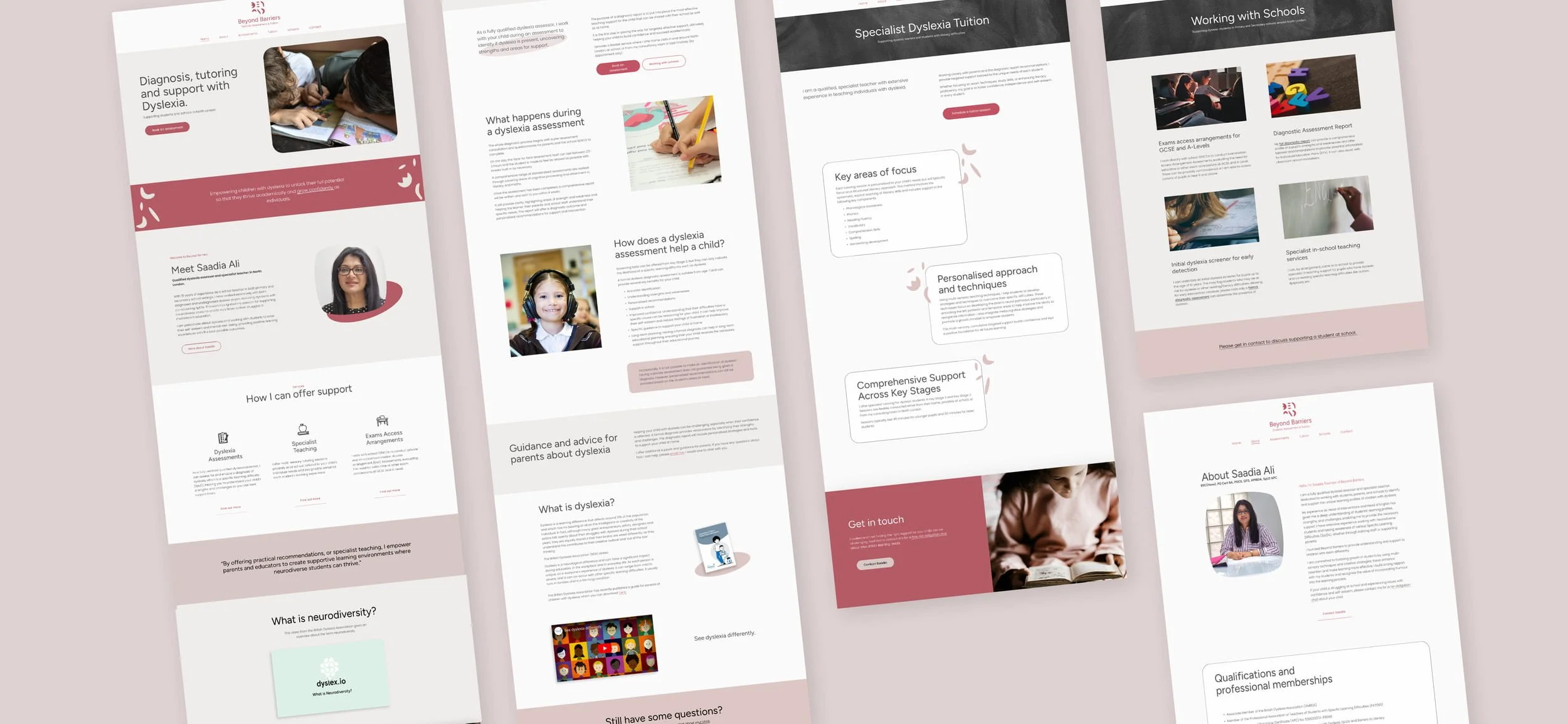 Screenshots of Beyond Barriers website pages