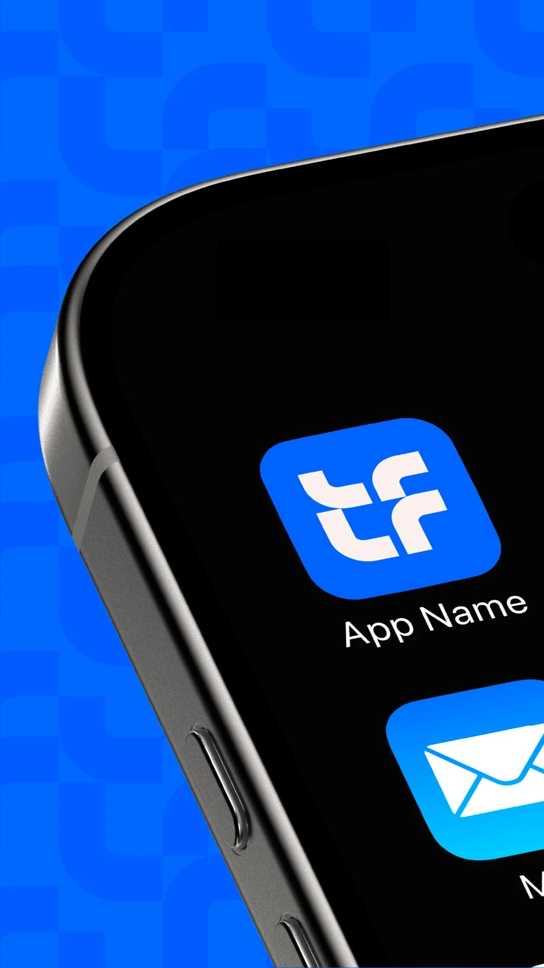 app mockup with the future project logo on an iphone