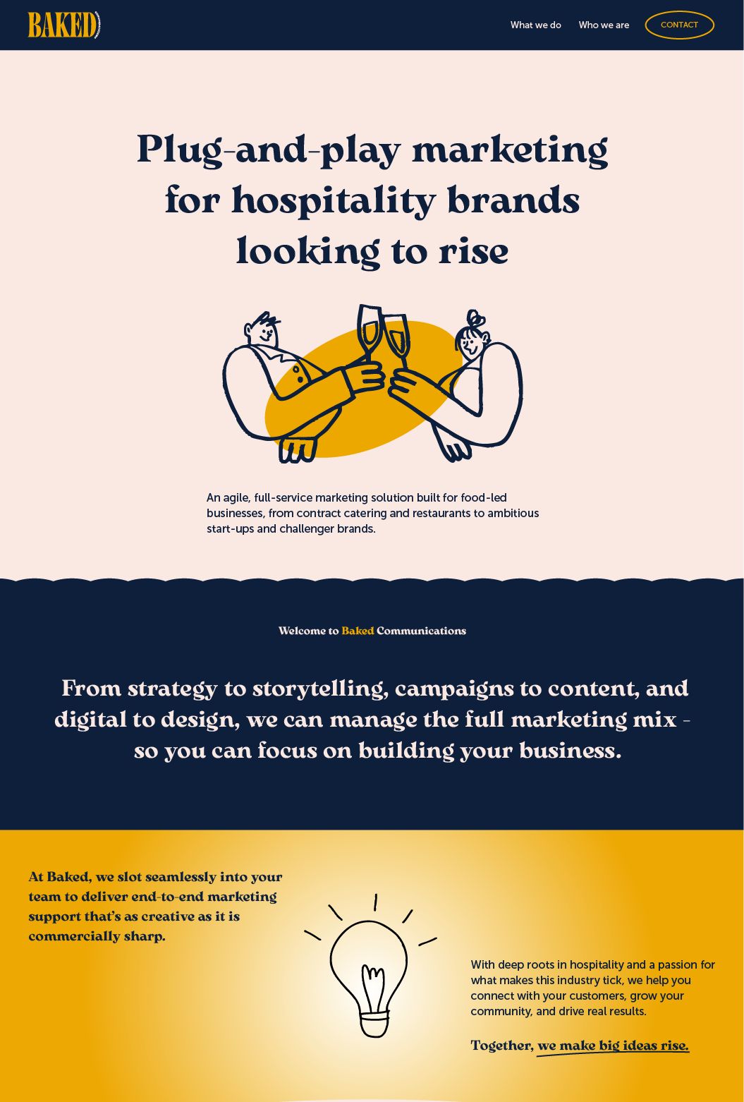 Baked Communications homepage