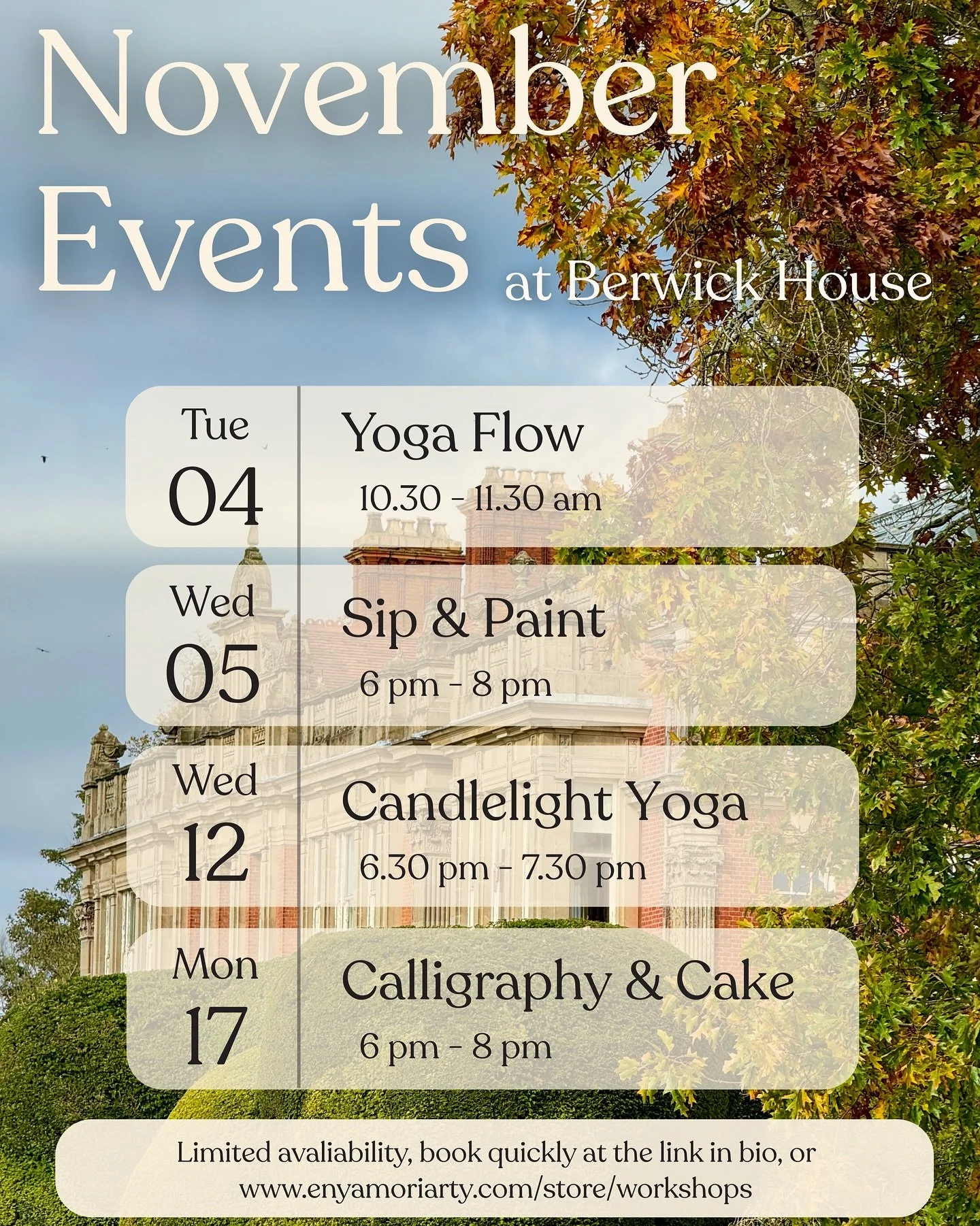 You spoke and we answered! Votes for your favourite workshop came in and here they are for November! 🧡🍁 

🎟️ BOOK QUICKLY! 

Days are getting darker, so bring a litter light to your November with these fun-filled &amp; creative events! We look for