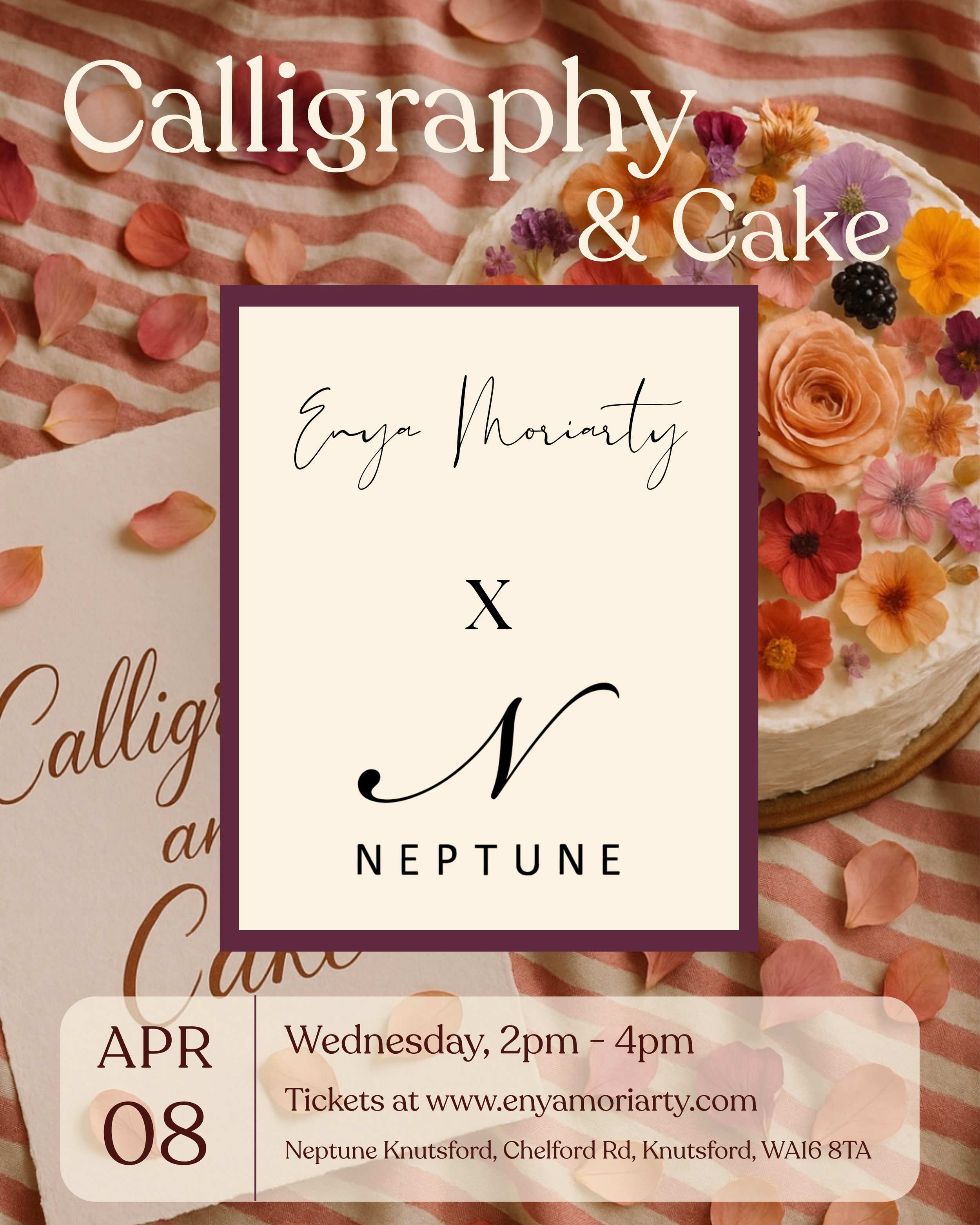 Calligraphy &amp; Cake at Neptune Knutsford