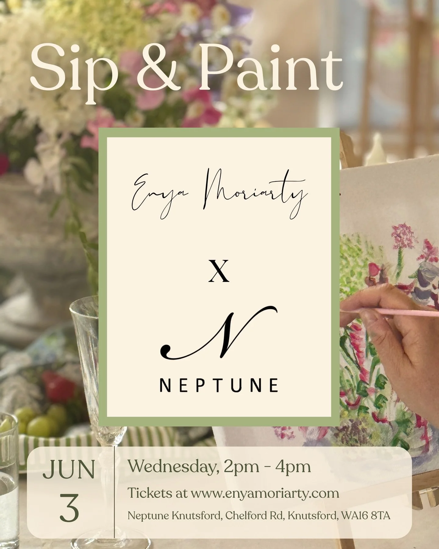 🎨🌿🌸 Join us for a beginner friendly, joyful and seasonally inspired Sip &amp; Paint afternoon at @neptuneknutsford.

You&rsquo;ll be guided through a seasonal still-life painting
inspired by early spring blooms, seasonal veg &amp; fruits.

What to