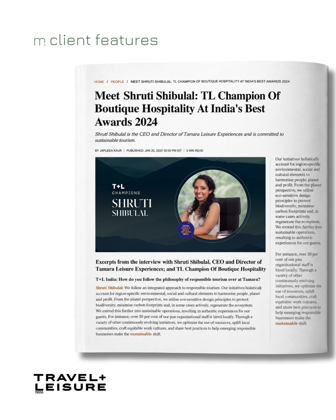 Travel destination awards, tamara, shruti shibulal, travel and leisure