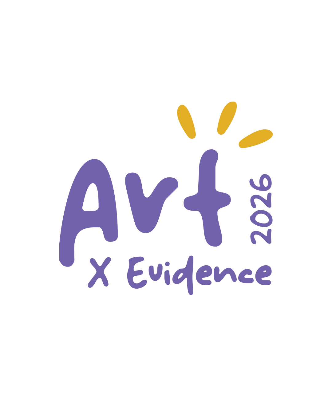 Logo for Art X Evidence 2026 with purple and gold text and design elements