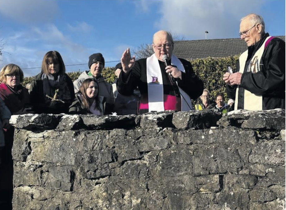  Msg. Cathal Geraghty and Fr. Patrick Beecher blessing the restored St. Brigid's Well. 