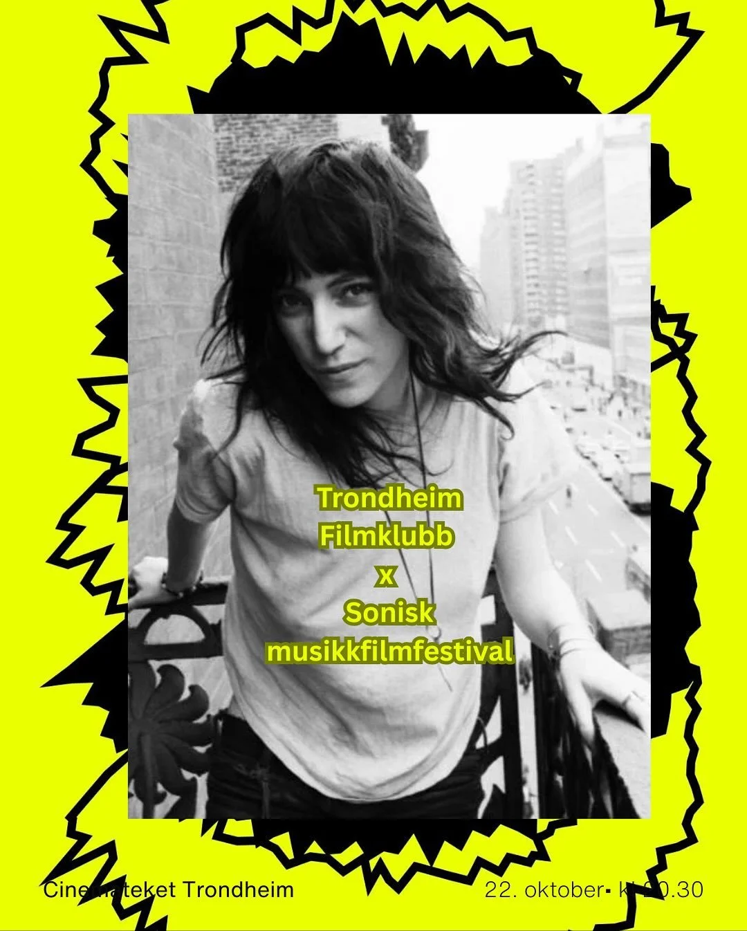 Trondheim Filmklubb x Sonisk musikkfilmfestival 💛
Se Patti Smith: Dream of Life p&aring; onsdag, f&oslash;r festivalen snurrer i gang p&aring; torsdag🎤🎞️