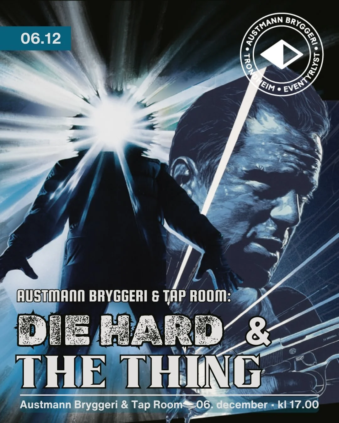 I morgen har vi dobbel visning p&aring; Austmann! Vi fortsetter v&aring;rt gode samarbeid med bryggeriet p&aring; Sluppen, og viser Die Hard OG The Thing😎 Die Hard vises klokken 17.00 og The Thing vises klokken 20.00. Bli med p&aring; f&oslash;rjuls
