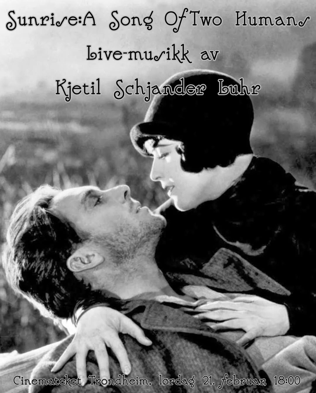 P&aring; l&oslash;rdag viser vi stumfilmen Sunrise: A Song Of Two Humans. Kjetil Schjander Luhr stiller med musikk til filmen! 🎞️🍿Visningen starter klokken 18.00 p&aring; Cinemateket🎼🎹Billetter til arrangementet finner du i bio🥰