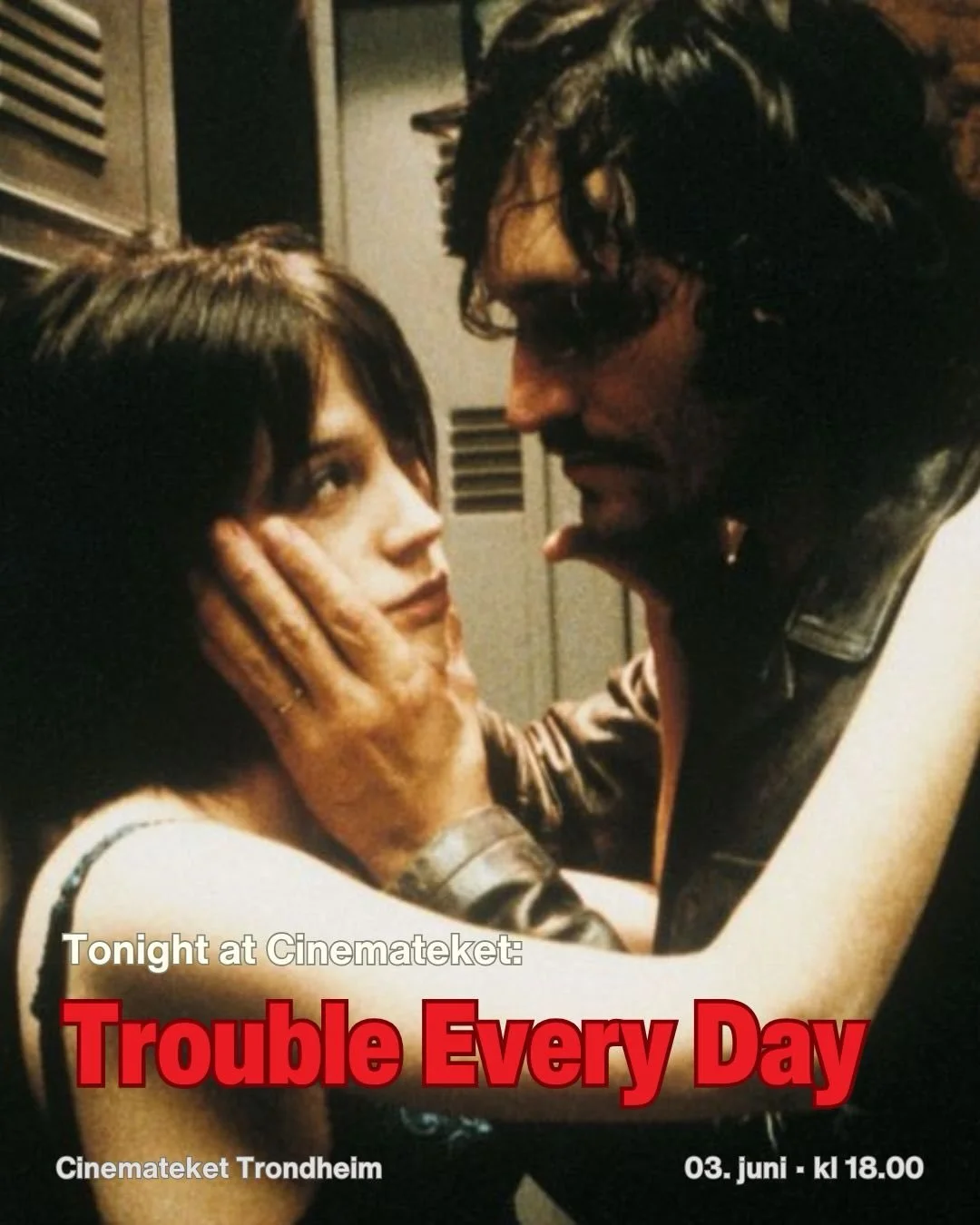 I kveld viser vi erotisk horror p&aring; Cinemateket, nemlig Trouble Every Day 🧠🩸🧛👰&zwj;♀️🥩 Vi er spent p&aring; &aring; se hvordan du takler denne😉😱🤯😈🫣 Billetter finner du i bio🍿📽️