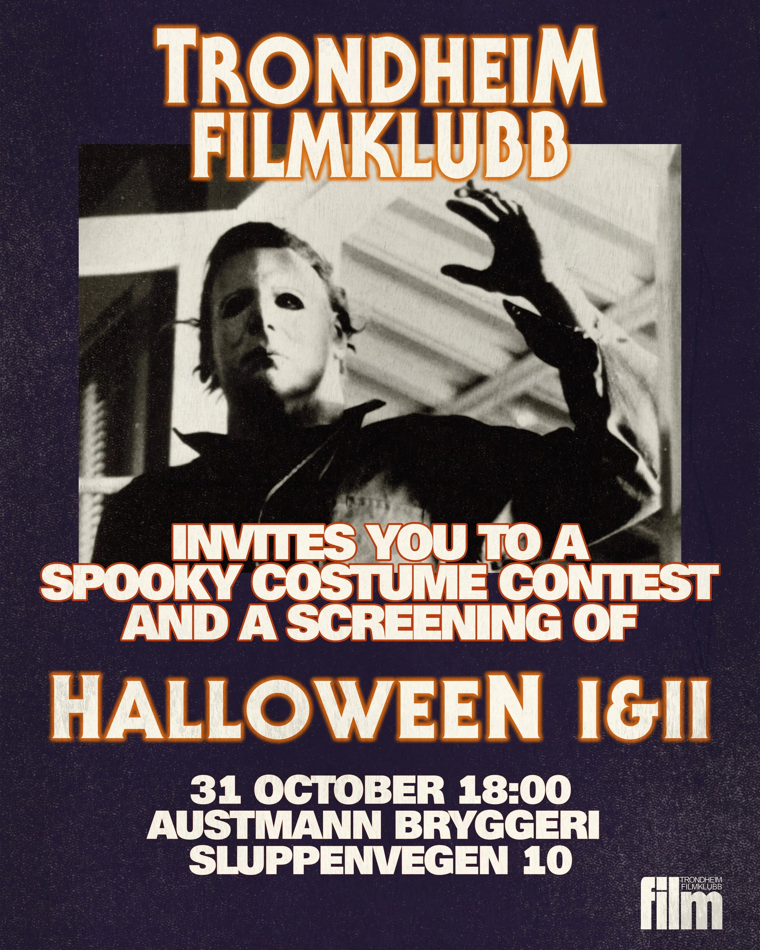 Halloweenfest p&aring; Austmann! P&aring; selveste Halloween blir det skumle tilstander p&aring; Sluppen 👻 Vi viser nemlig Halloween 1 og 2 🔪🎃🍿 I tillegg er det kostymekonkurranse 🧙🏻&zwj;♀️💀 Det er ikke obligatorisk &aring; kle seg ut, men vi 