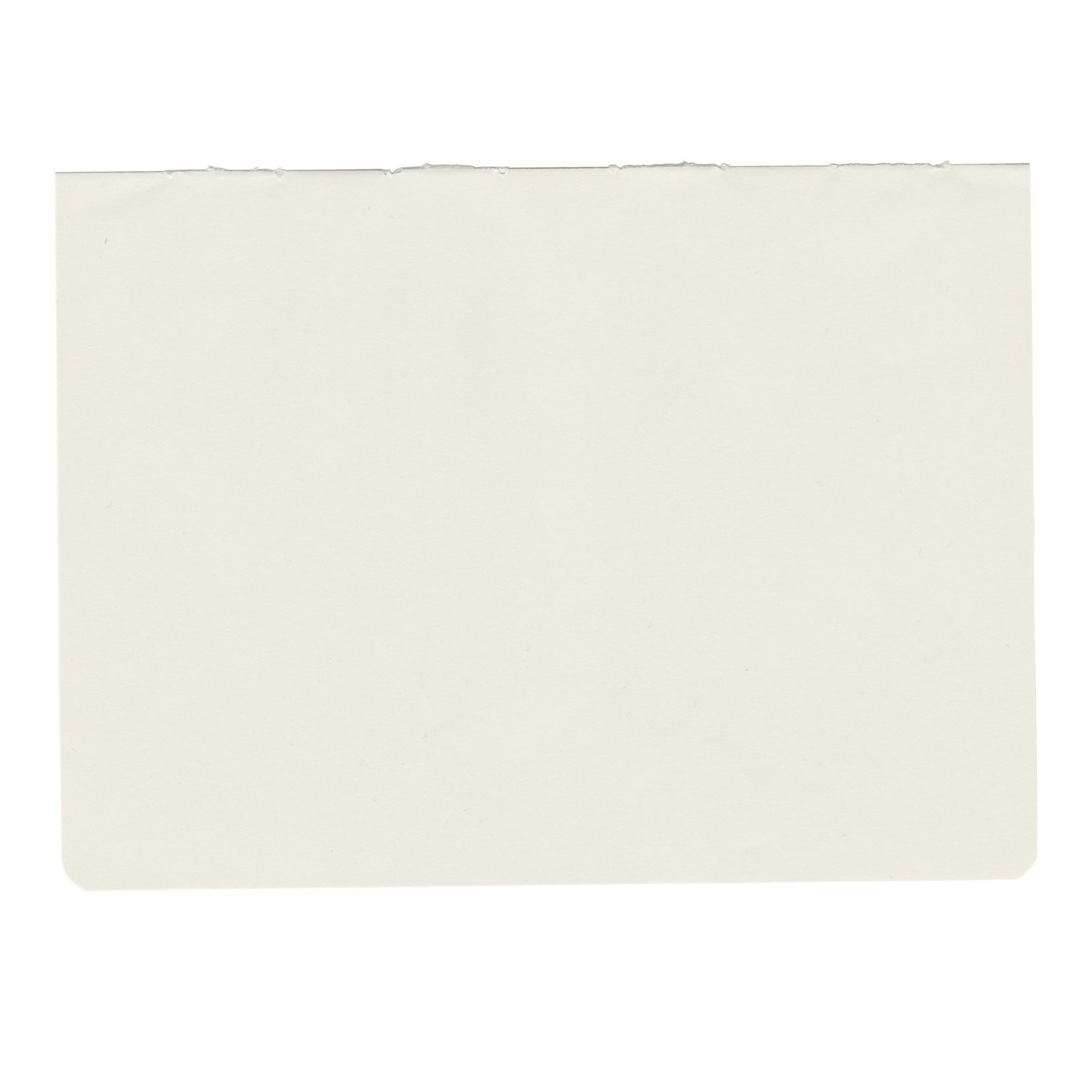 Blank off-white cardboard box with partial black top edge and rounded corner.