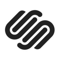 Black abstract logo with interconnected curves or lines.