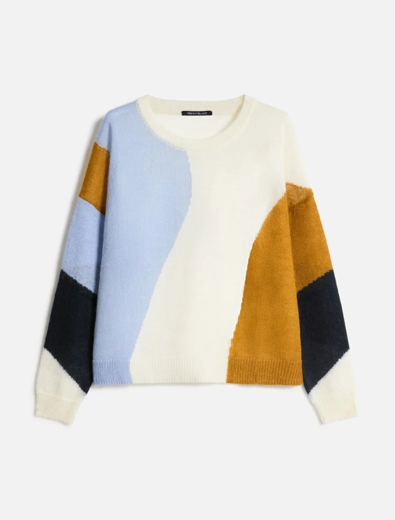 Maglia pennyblack colore panna cammello multicolore