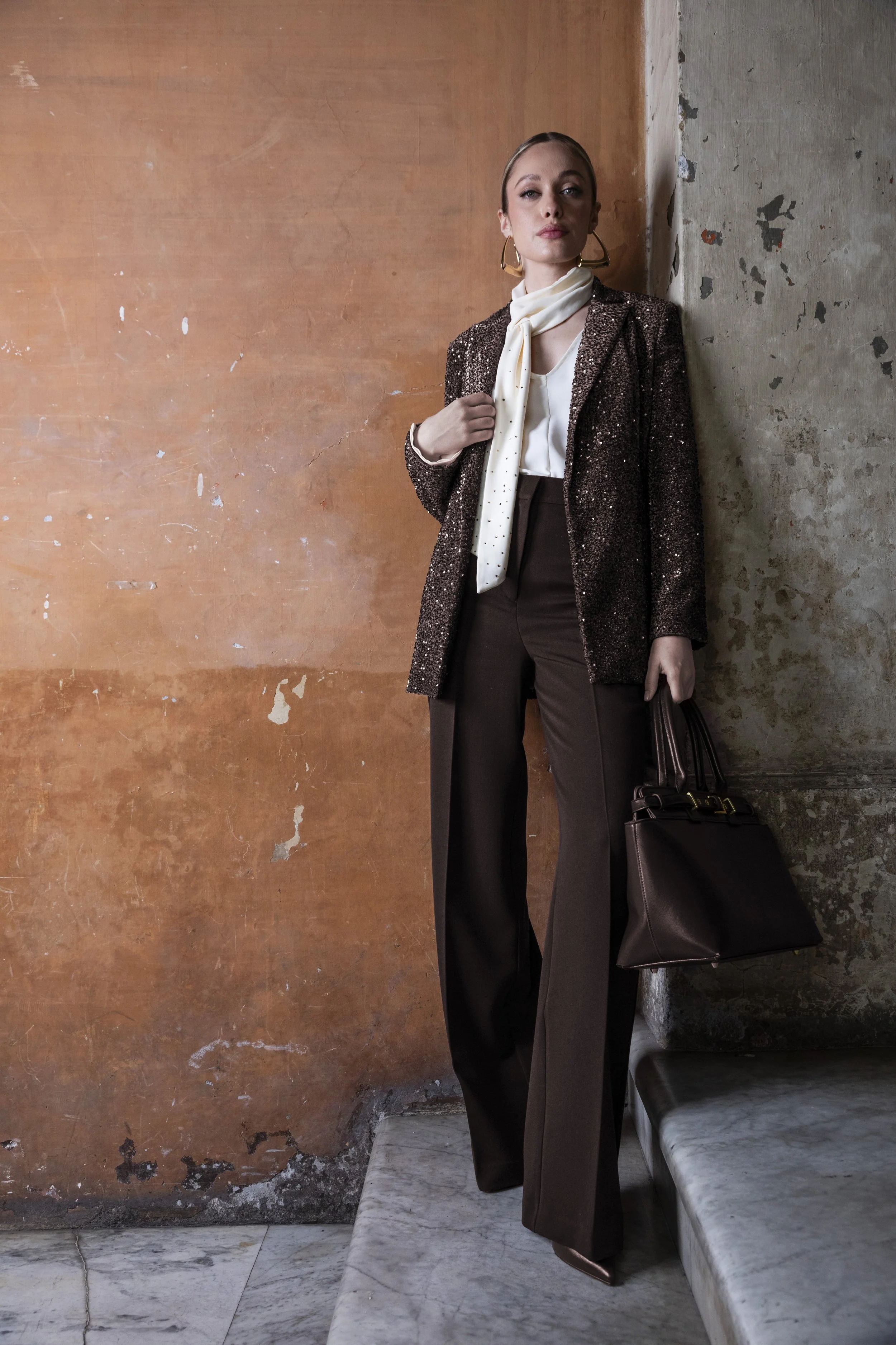 Pantalone fresco lana a palazzo "Fantasia" EDAS