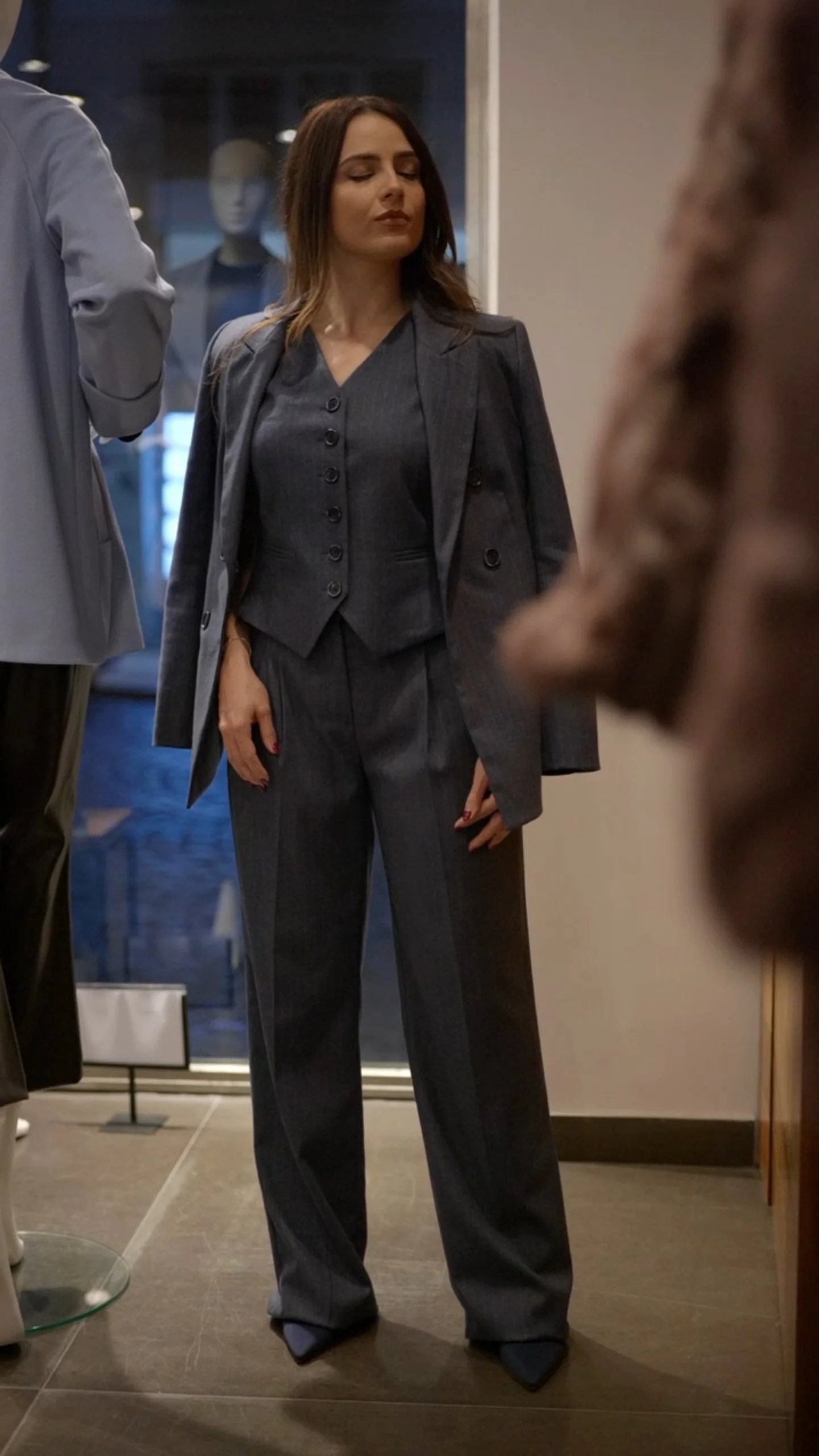 Pantalone palazzo denim gessato "RACCOLTA" Sandro Ferrone