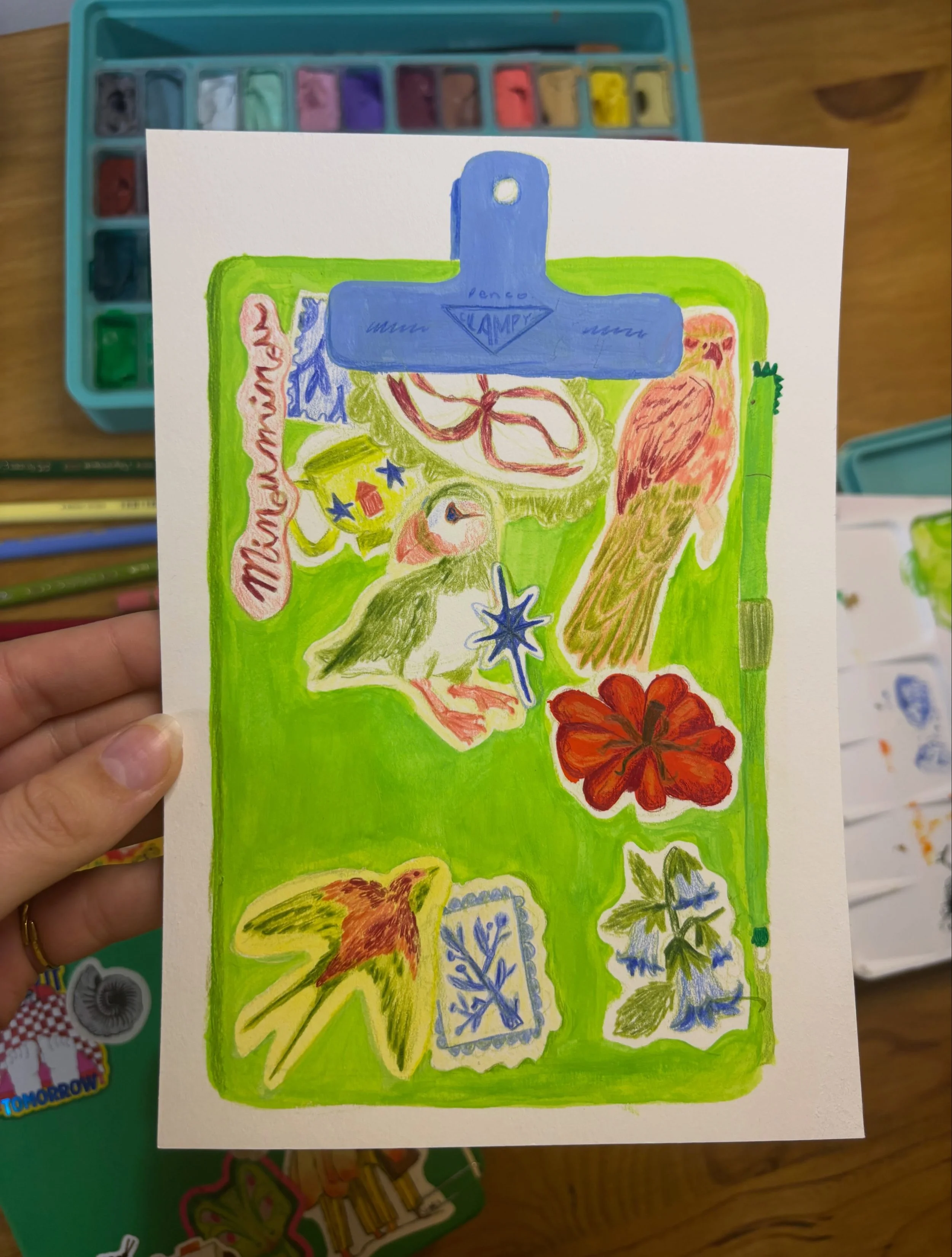 J-8. stickers 🐛🪶Mes plus beaux stickers sont sur mon carnets et &ccedil;a m&rsquo;a inspir&eacute; cette petite illu ! 

Cette fois de la liste du @peachtober !! 

#peachtober26sticker #peachtober26