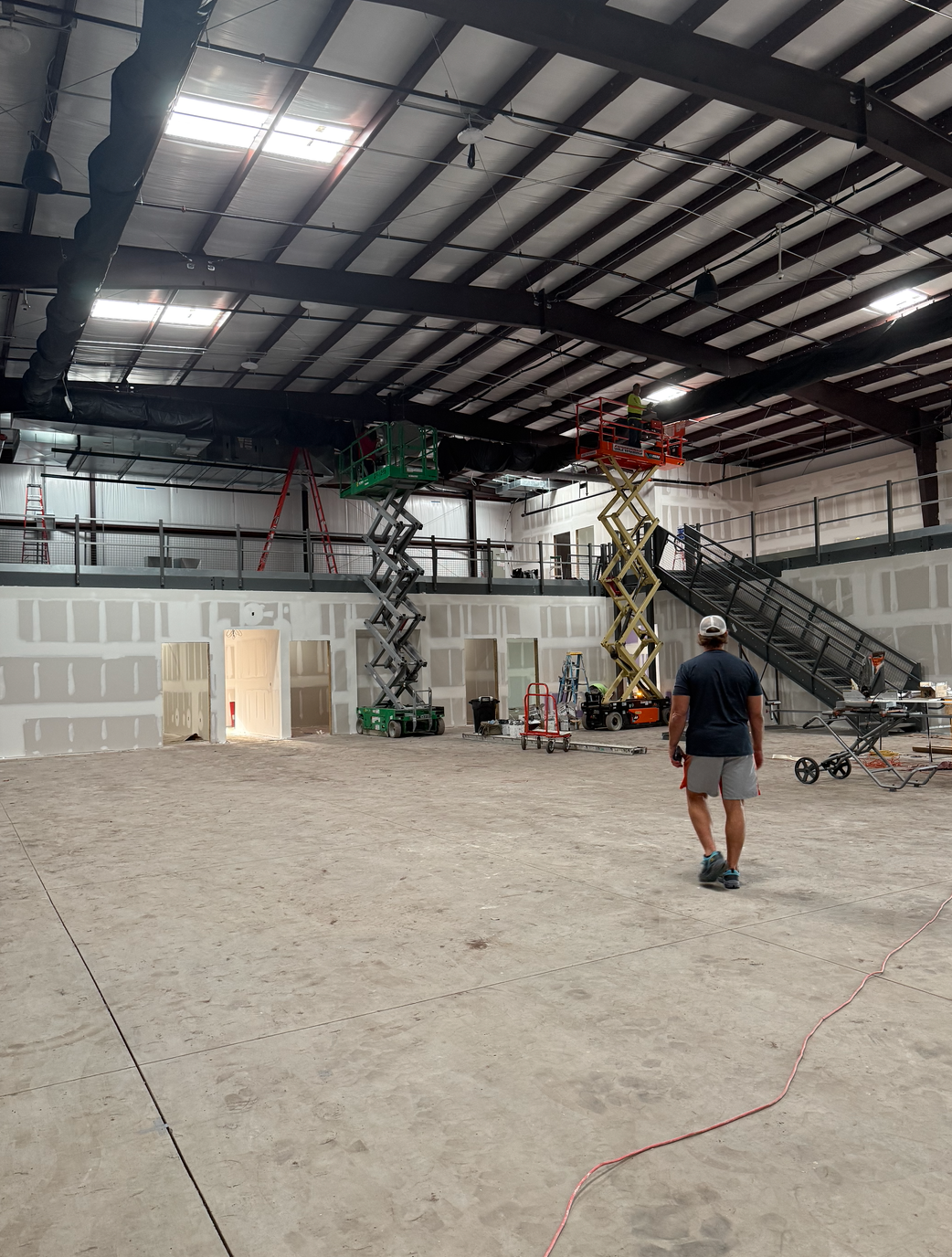 A view of the gym, offices and yoga room