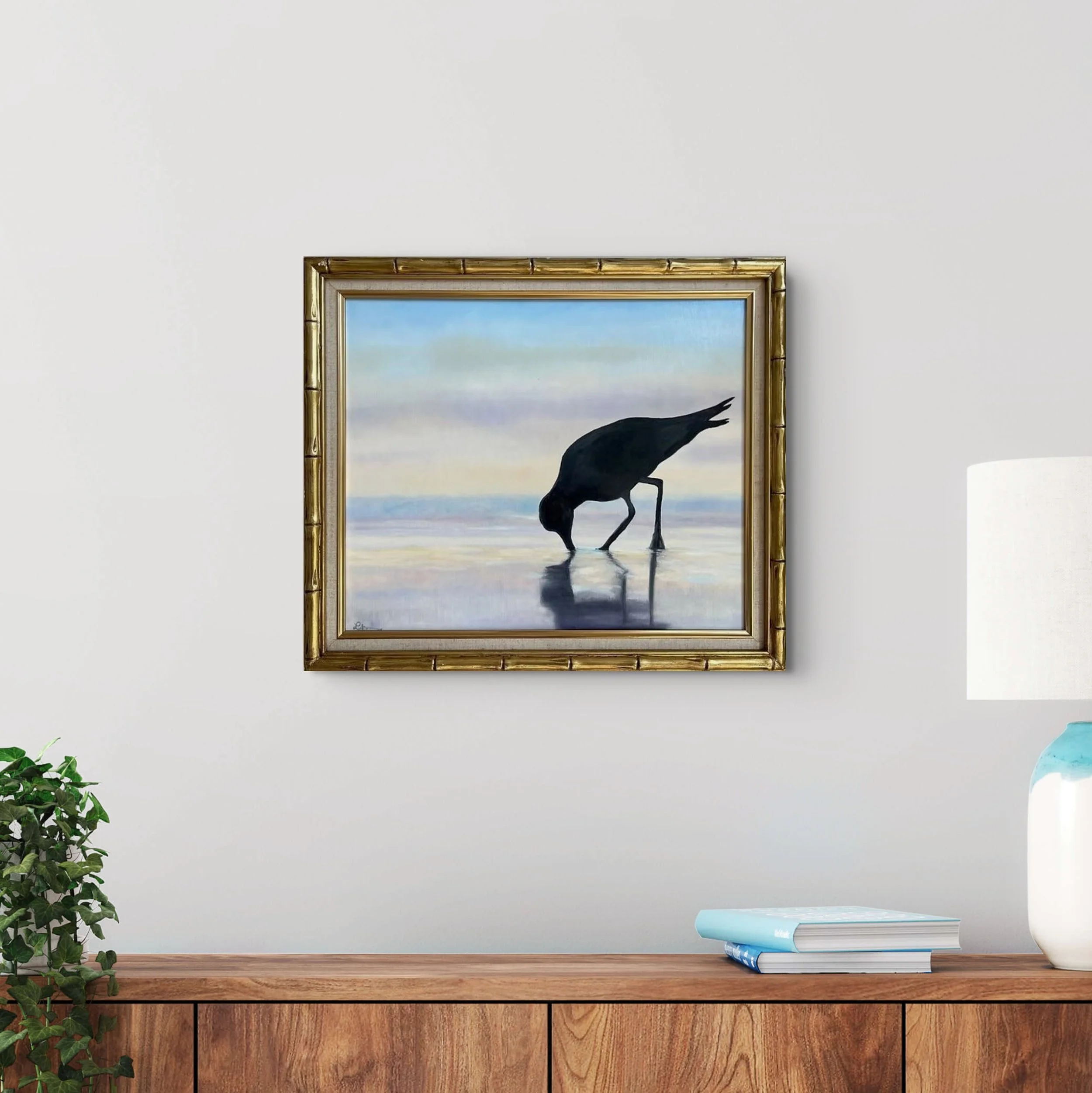 Man in the Mirror - wood credenza with lamp.jpg