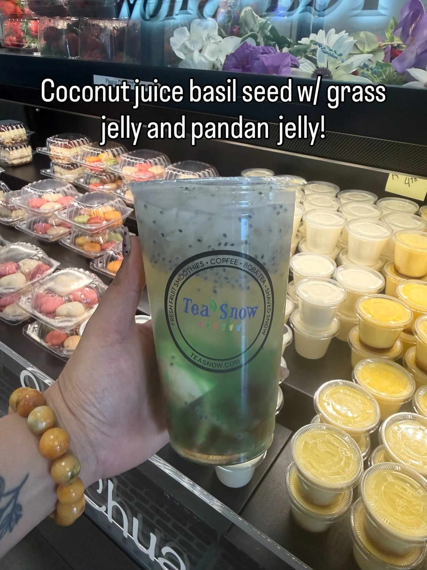 Coconut juice basil seed w/ grass jelly and pandan jelly!  #teasnow #boba VietnameseCoffee #C&agrave;Ph&ecirc;SữaĐ&aacute;  #CaffeineAddict