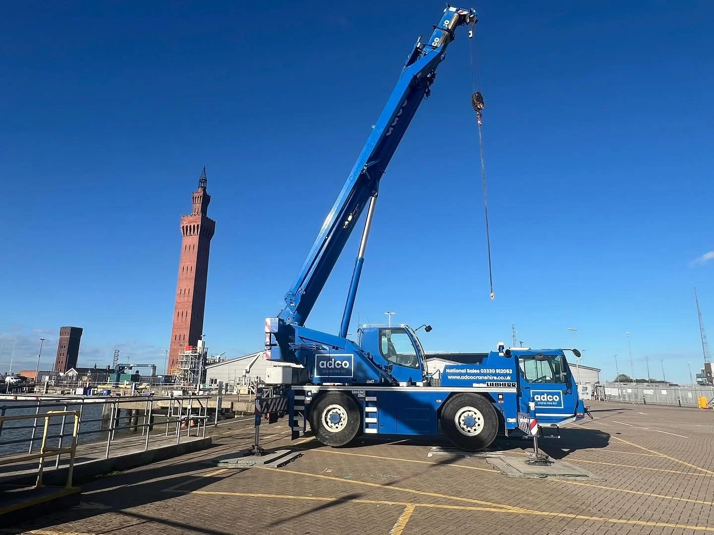 Right in front of the iconic Grimsby Dock Tower 🏗️
Assisting with the safe and efficient loading and unloading of cargo.
Contact Adco Crane Hire today for all your crane hire needs.

📞 03330 912052
✉️ info@adcocranehire.co.uk
🌐 www.adcocranehire.c