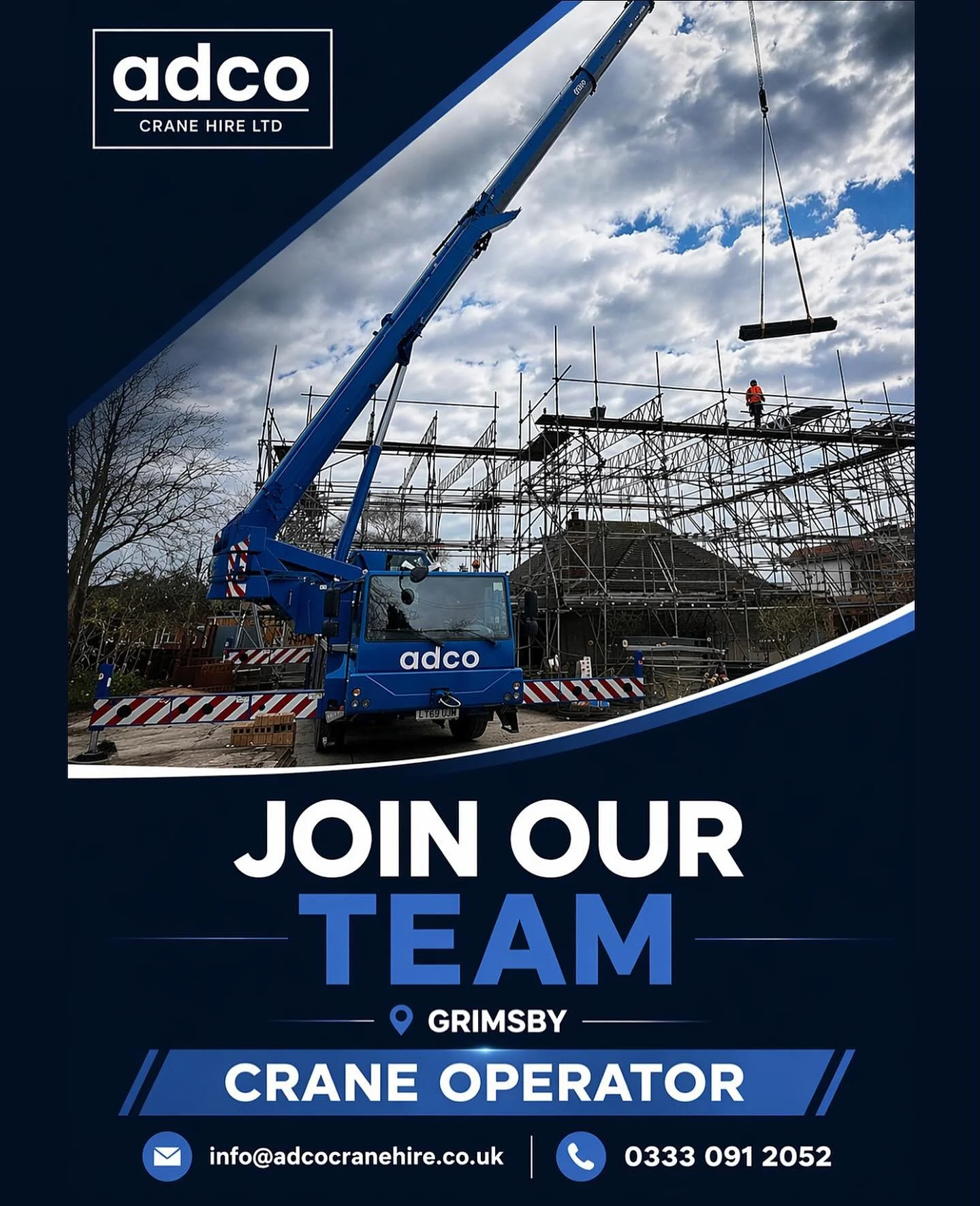 🚨 WE ARE RECRUITING &ndash; CRANE OPERATORS

Due to continued growth and an increasing workload across multiple sectors, Adco Crane Hire are looking to recruit CPCS Qualified Crane Operators to join our team.

📍 Grimsby
🌍 Nationwide work

With a m